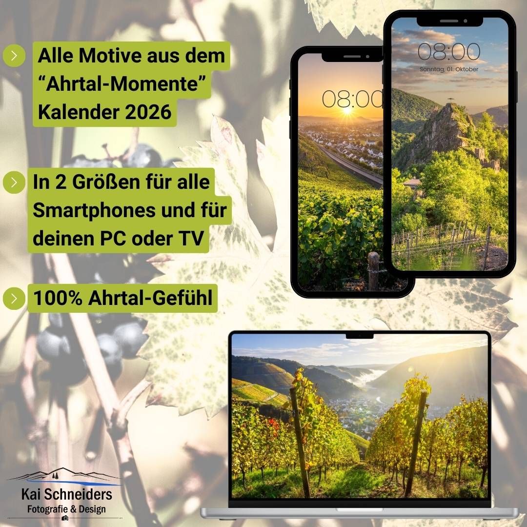 Wallpaper für Smartphone und PC "Ahrtal-Momente 2026" - Sofort-Download!