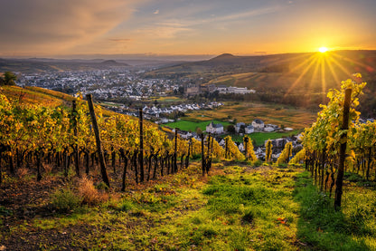 Herbstlicher Sonnenaufgang mit Calvarienberg